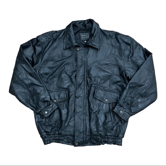 Vintage Other - Vintage Napoline Outfitters Black Leather Jacket Size XXXL